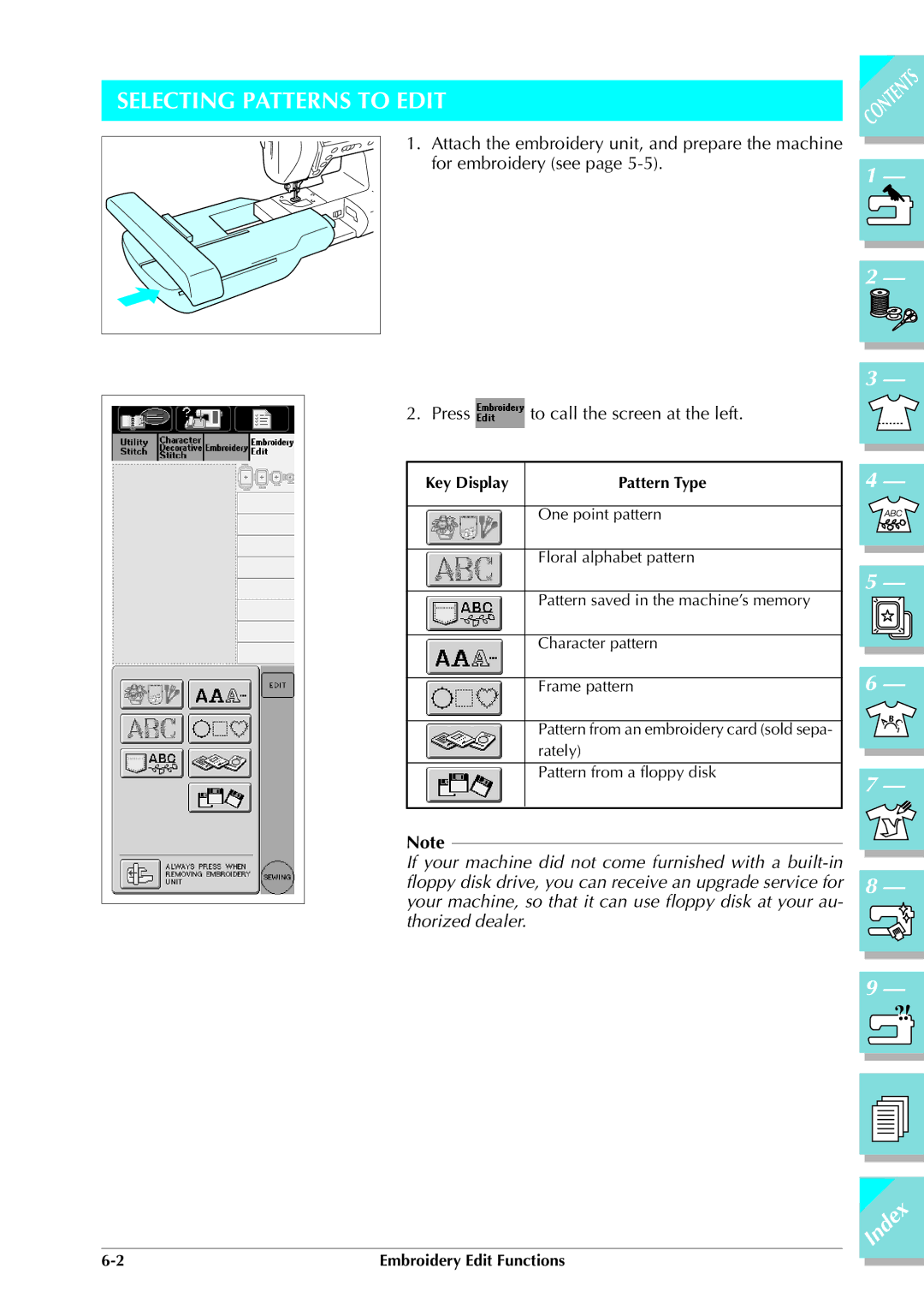 Brother ULT 2003D manual Selecting Patterns to Edit, Key Display 