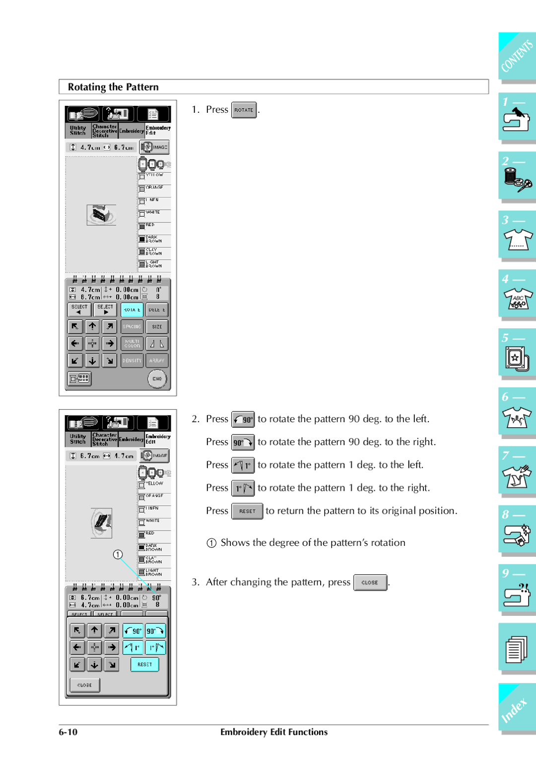 Brother ULT 2003D manual Rotating the Pattern 