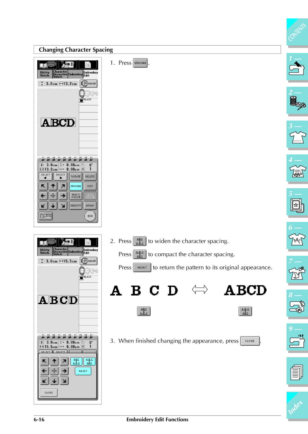 Brother ULT 2003D manual Changing Character Spacing 