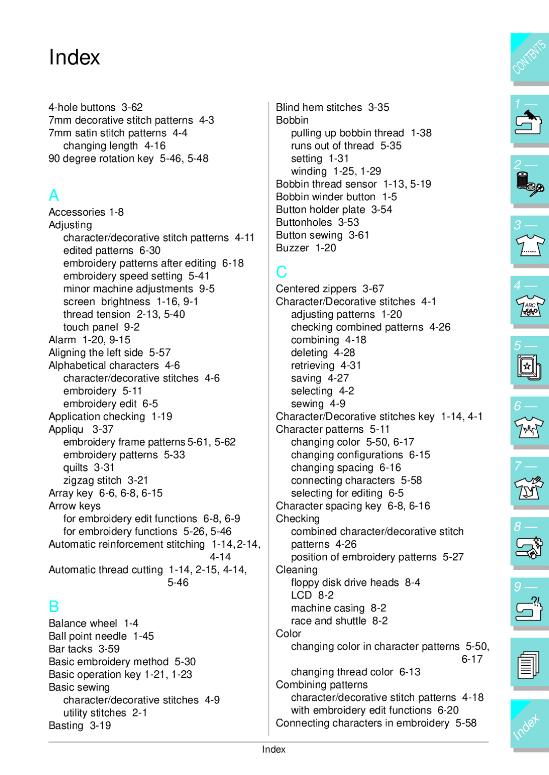 Brother ULT 2003D manual Index 