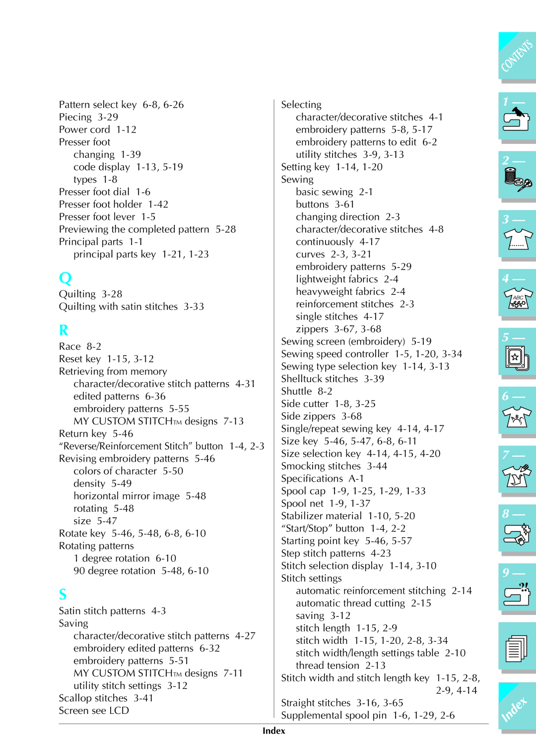 Brother ULT 2003D manual Index 