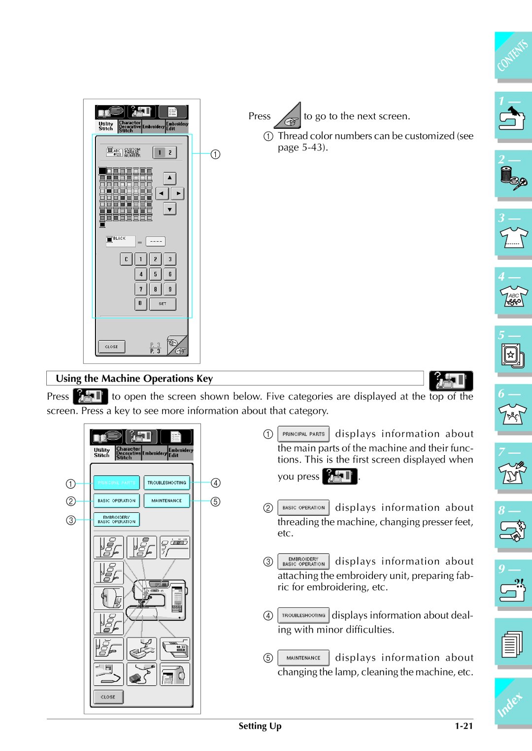 Brother ULT 2003D manual Using the Machine Operations Key 