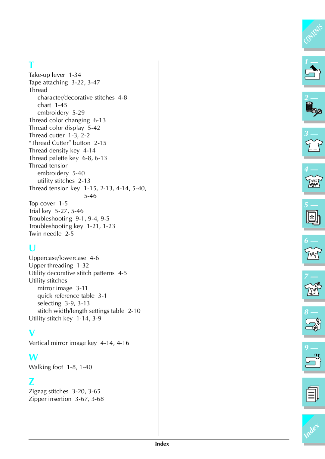 Brother ULT 2003D manual Index 