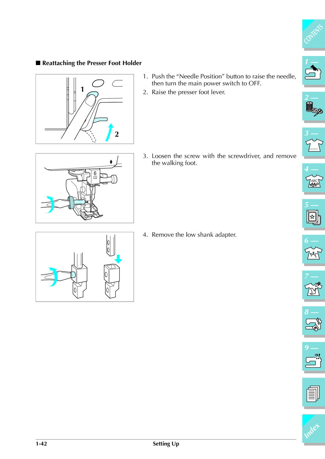 Brother ULT 2003D manual Reattaching the Presser Foot Holder 