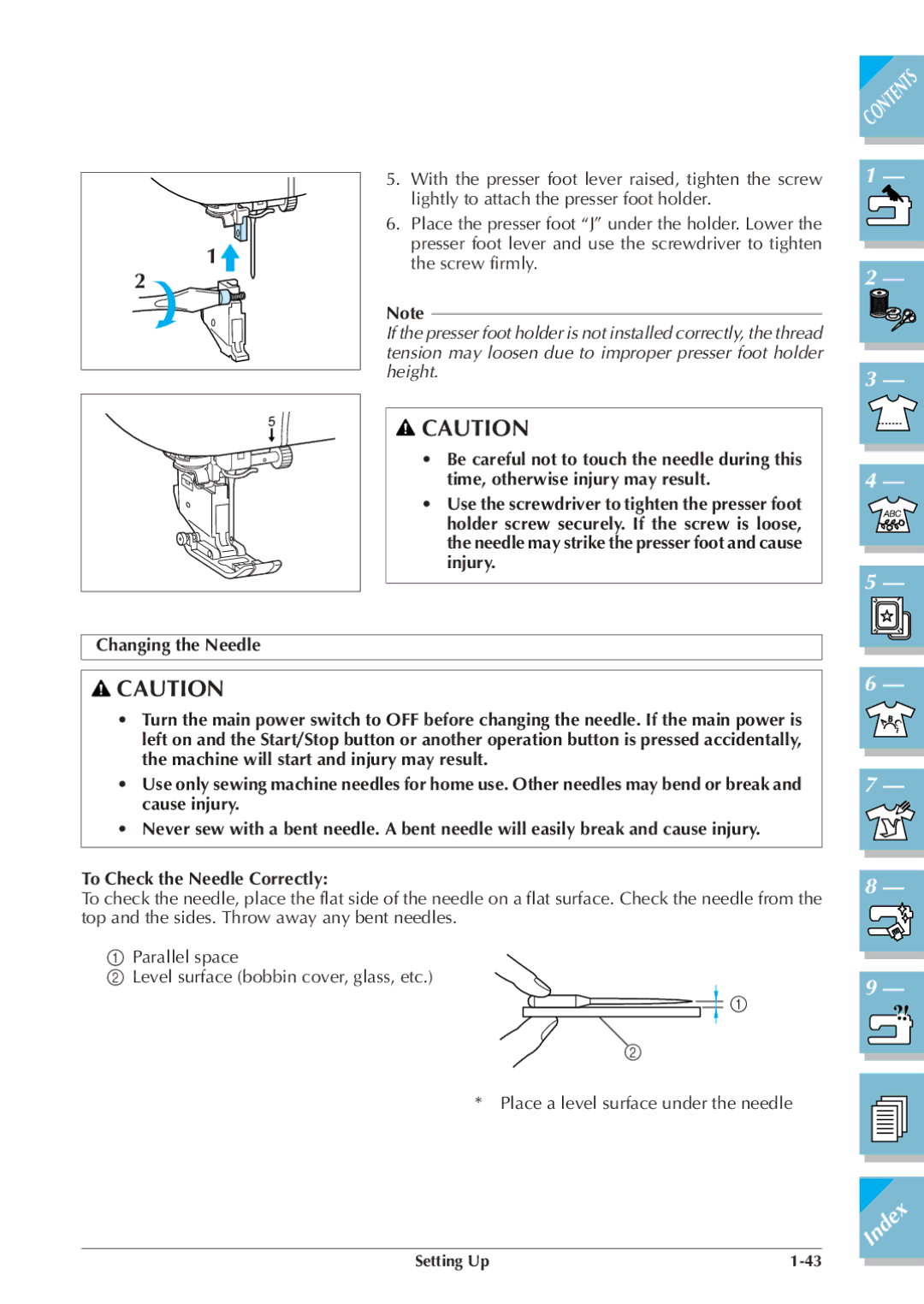 Brother ULT 2003D manual Index 