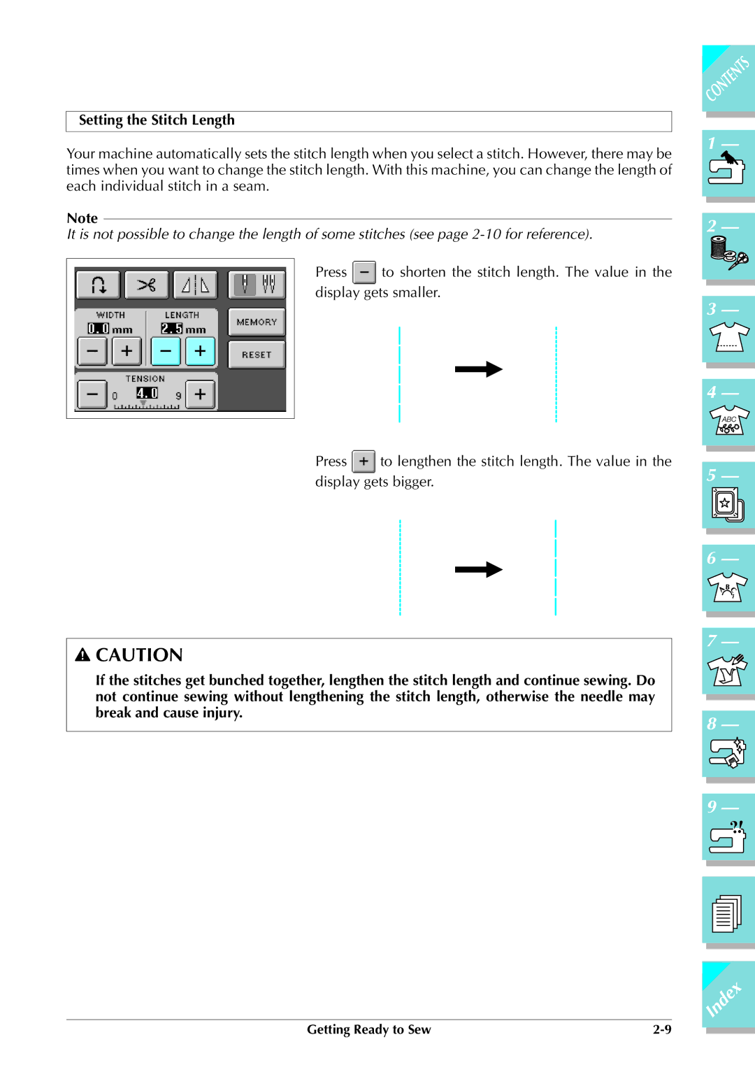 Brother ULT 2003D manual Setting the Stitch Length 