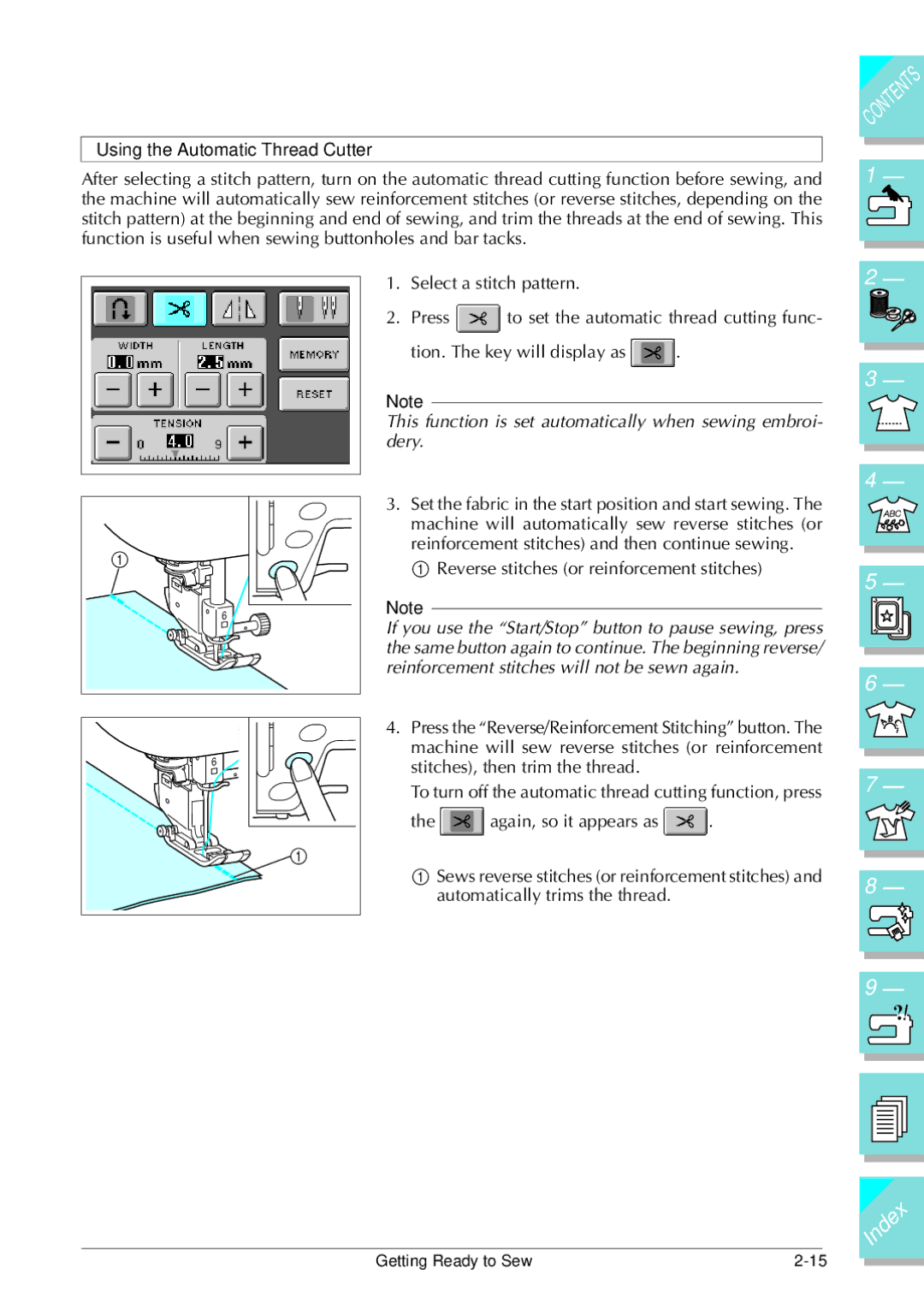 Brother ULT 2003D manual Using the Automatic Thread Cutter, This function is set automatically when sewing embroi- dery 