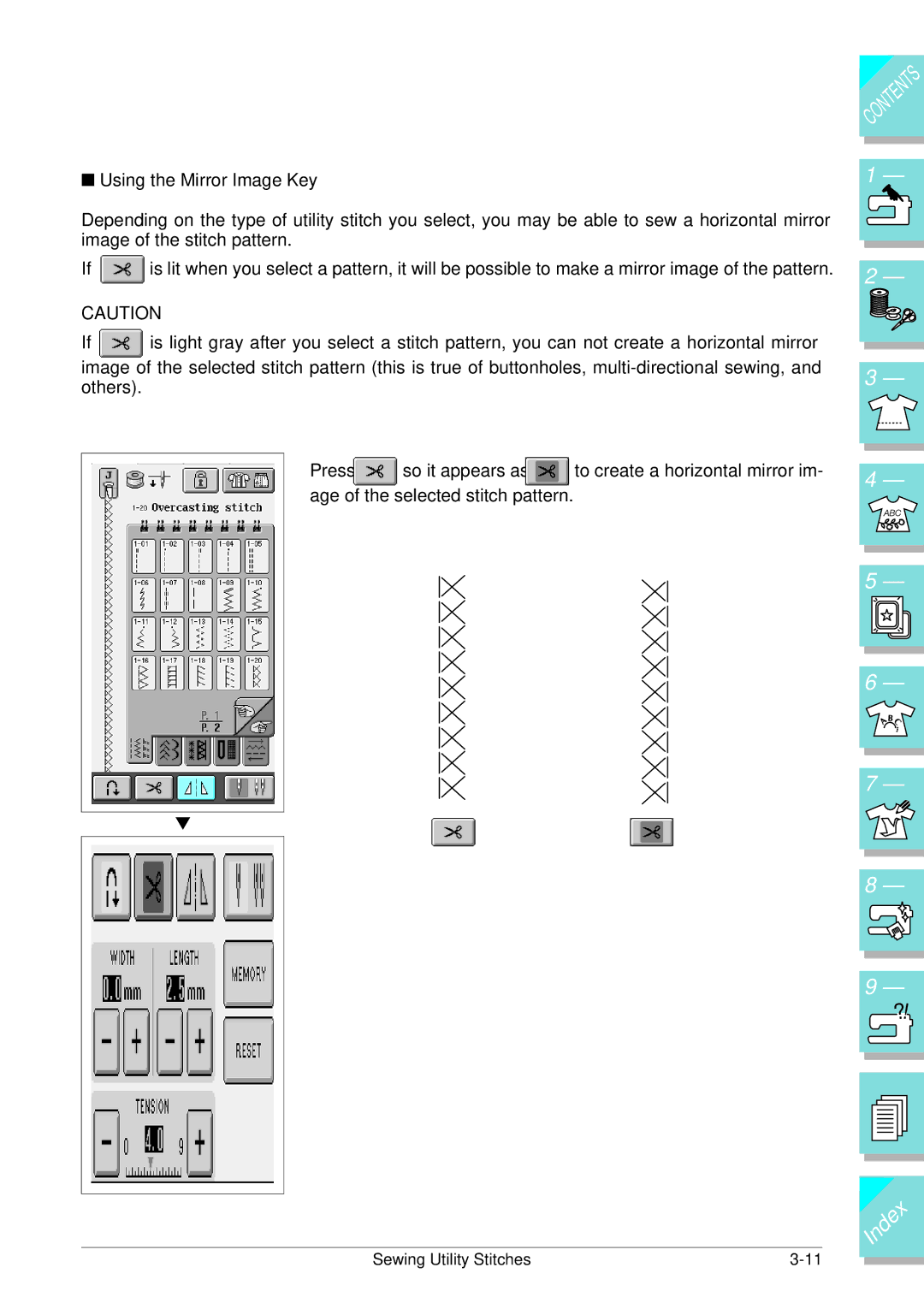 Brother ULT 2003D manual Using the Mirror Image Key 