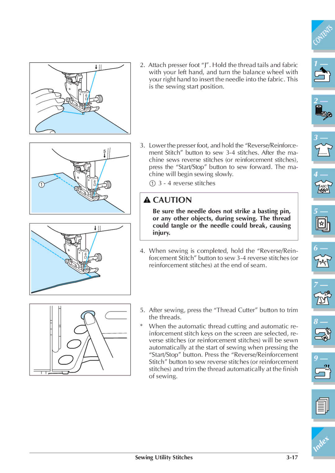 Brother ULT 2003D manual reverse stitches 