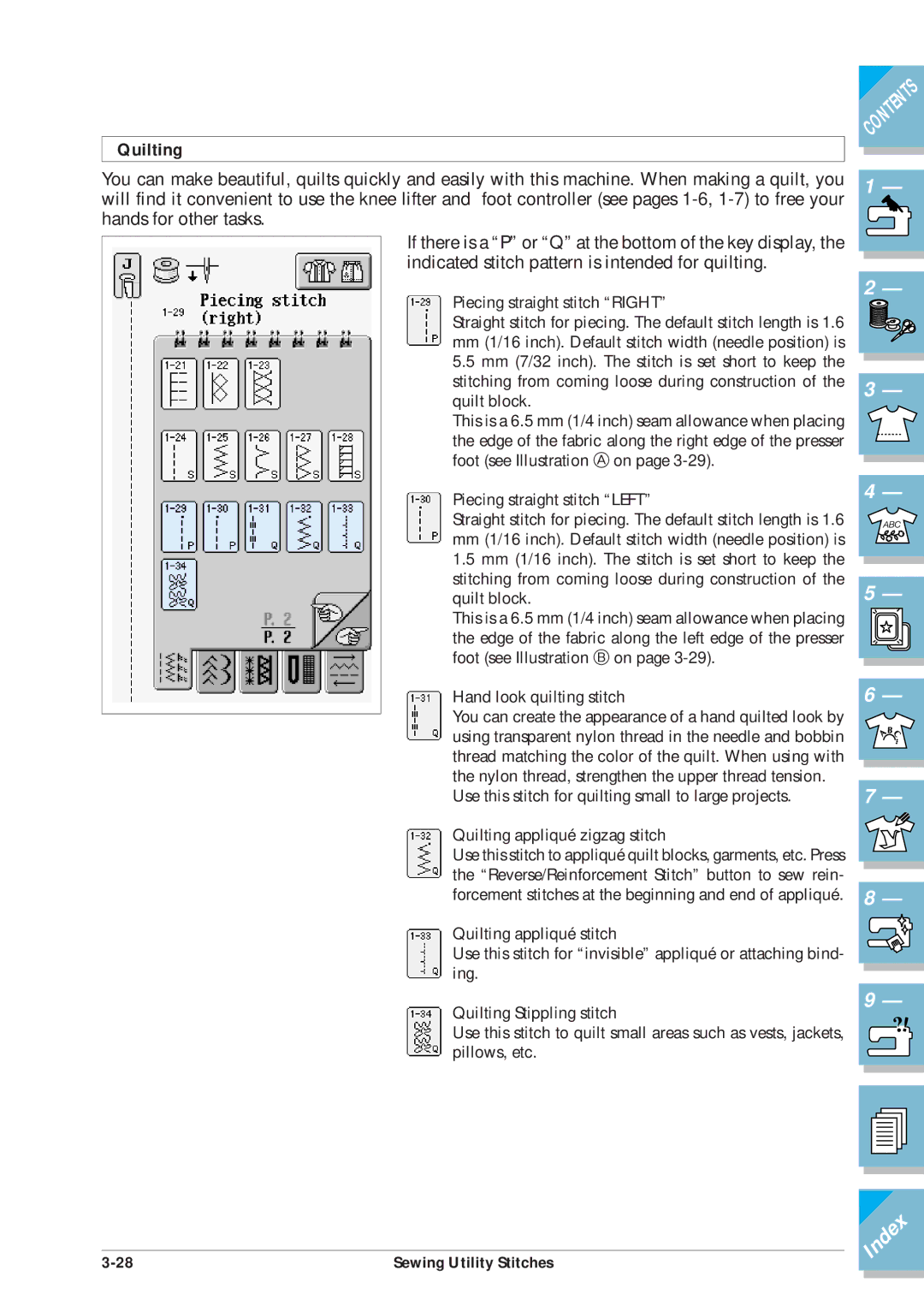 Brother ULT2001 operation manual Quilting 