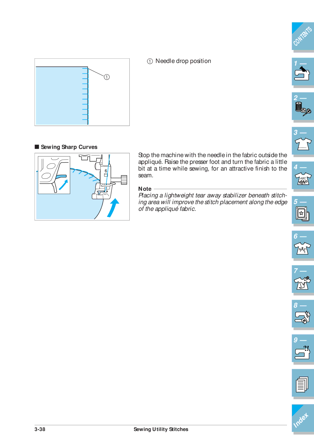 Brother ULT2001 operation manual Sewing Sharp Curves 