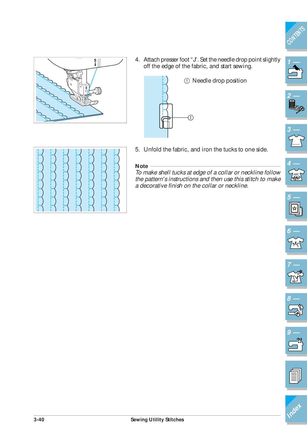 Brother ULT2001 operation manual Off the edge of the fabric, and start sewing 