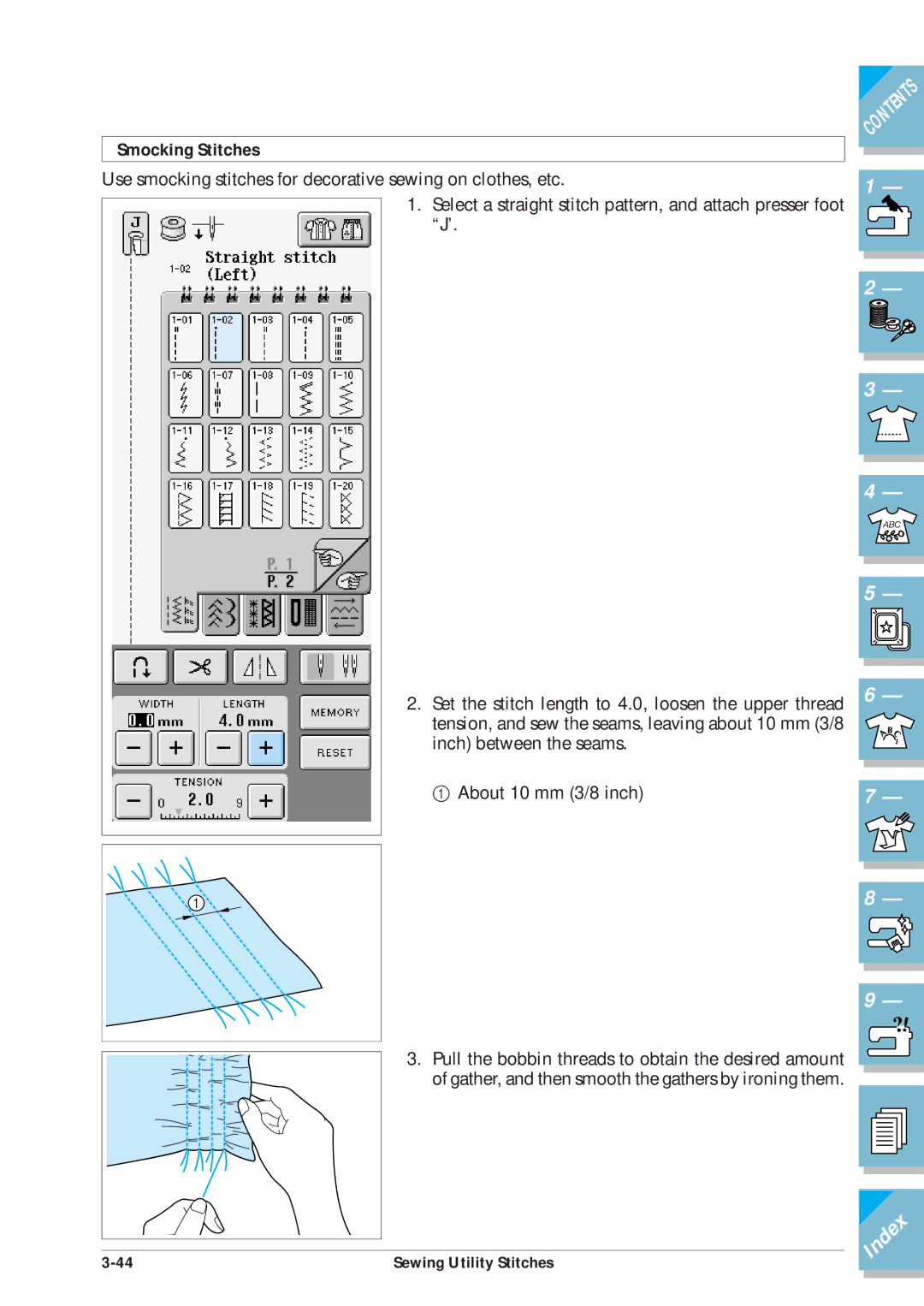 Brother ULT2001 operation manual Smocking Stitches 