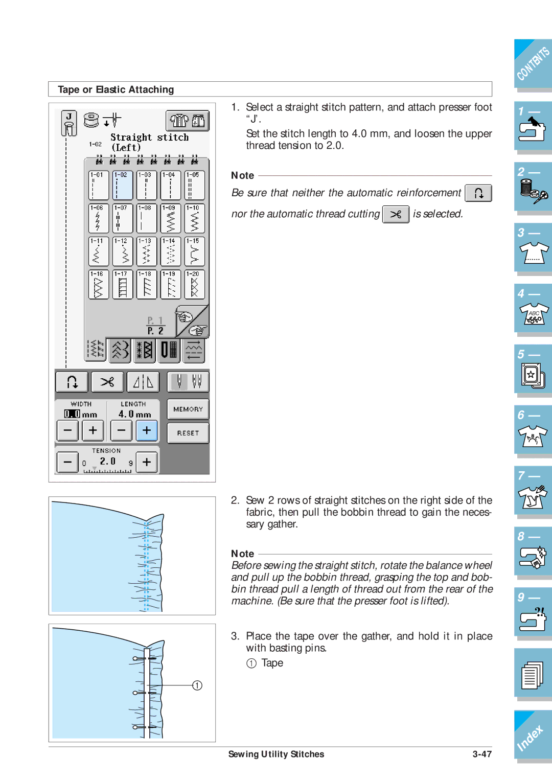 Brother ULT2001 operation manual Tape or Elastic Attaching 
