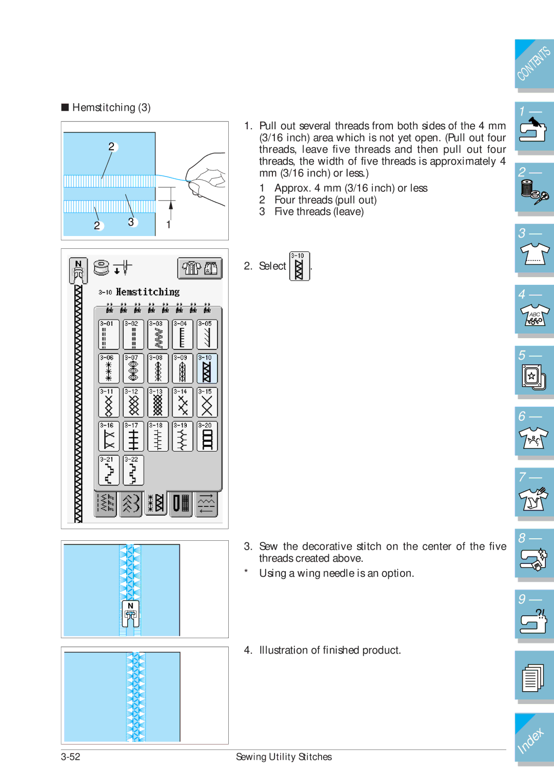 Brother ULT2001 operation manual Hemstitching 