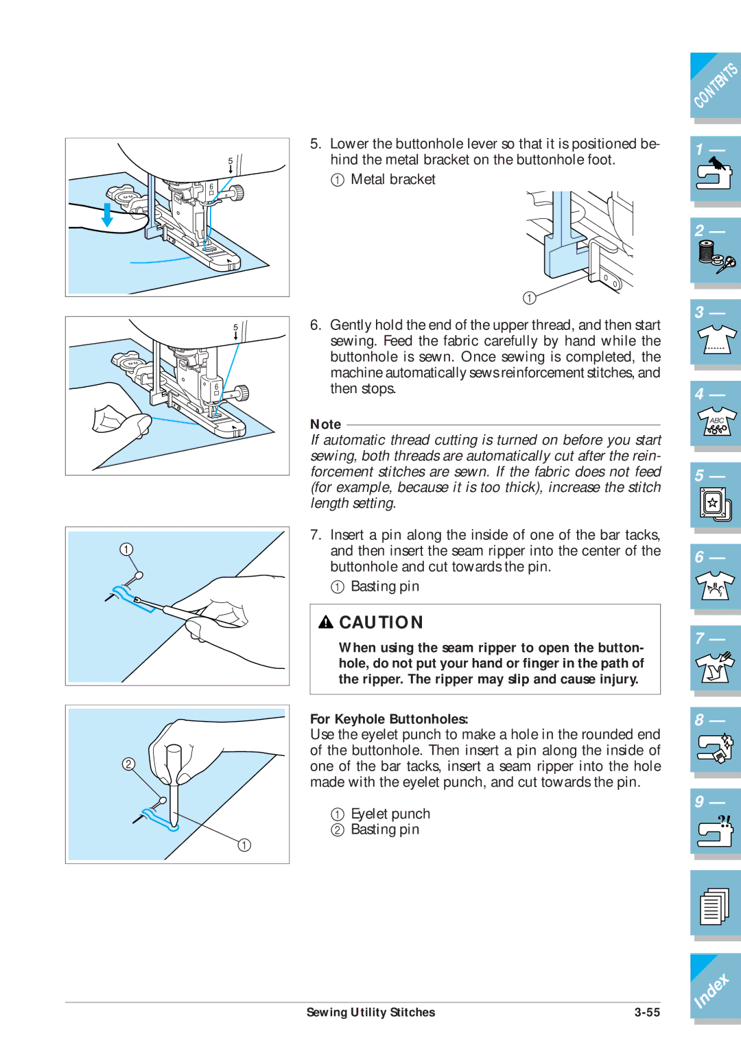 Brother ULT2001 operation manual For Keyhole Buttonholes 