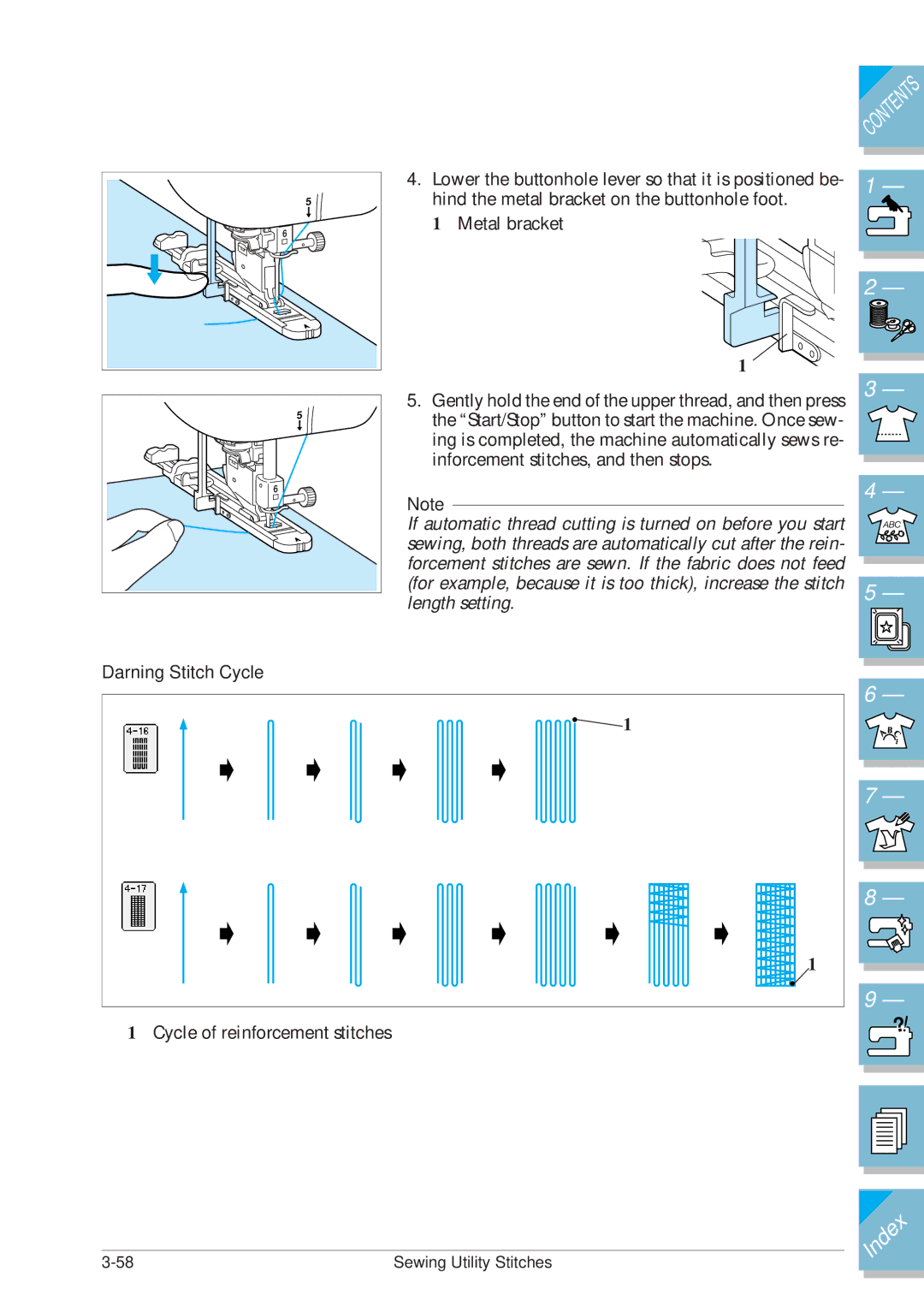 Brother ULT2001 operation manual Darning Stitch Cycle 