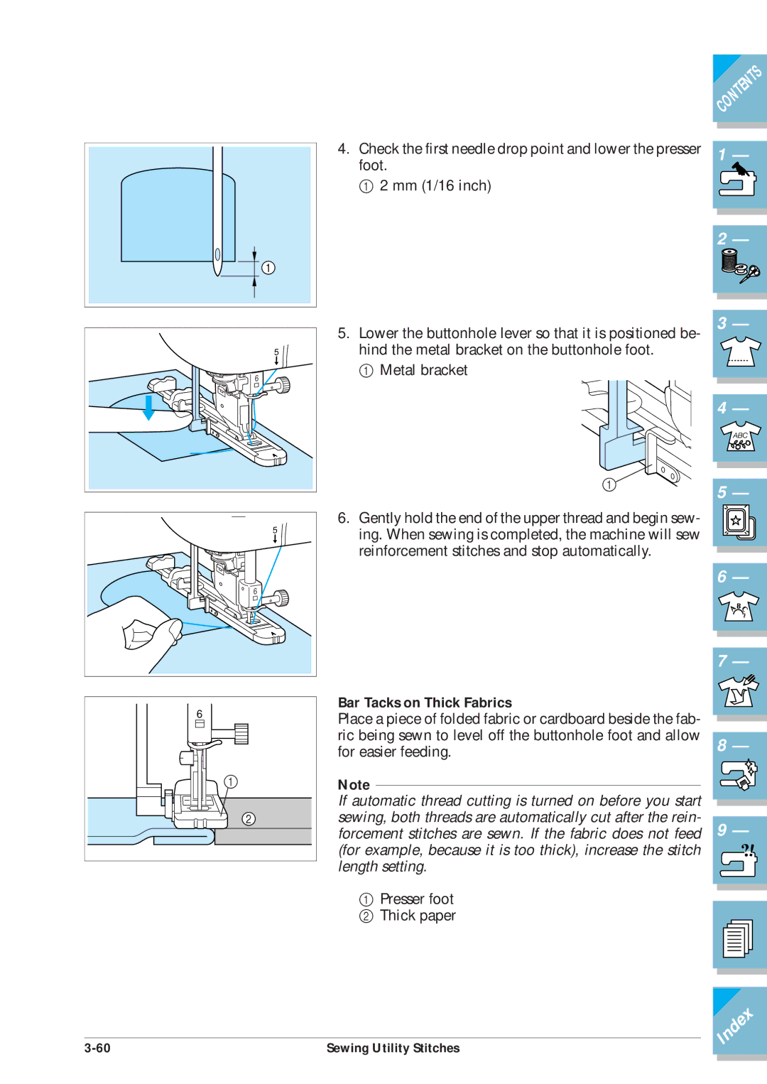 Brother ULT2001 operation manual Bar Tacks on Thick Fabrics 