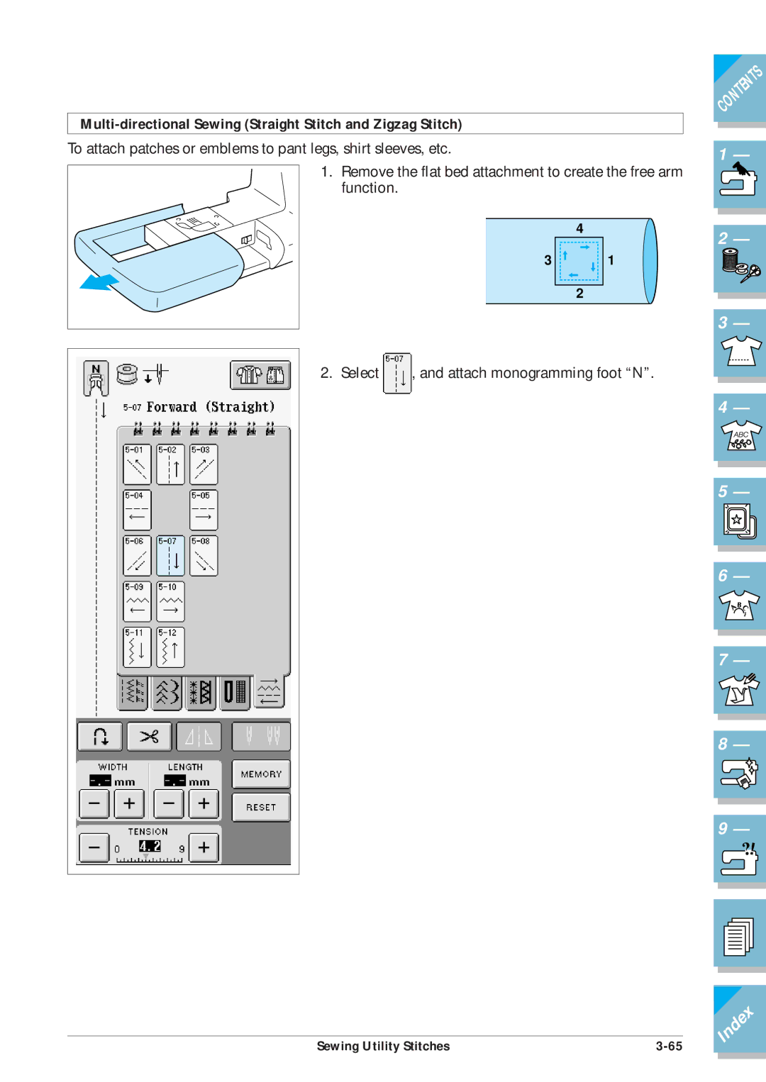 Brother ULT2001 operation manual Multi-directional Sewing Straight Stitch and Zigzag Stitch 