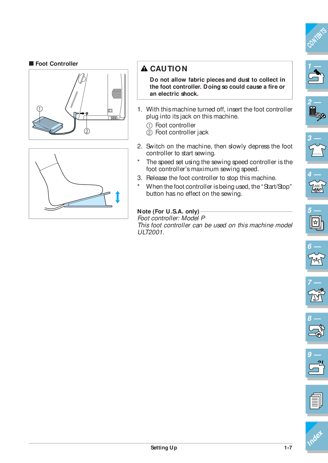 Brother ULT2001 operation manual Index 