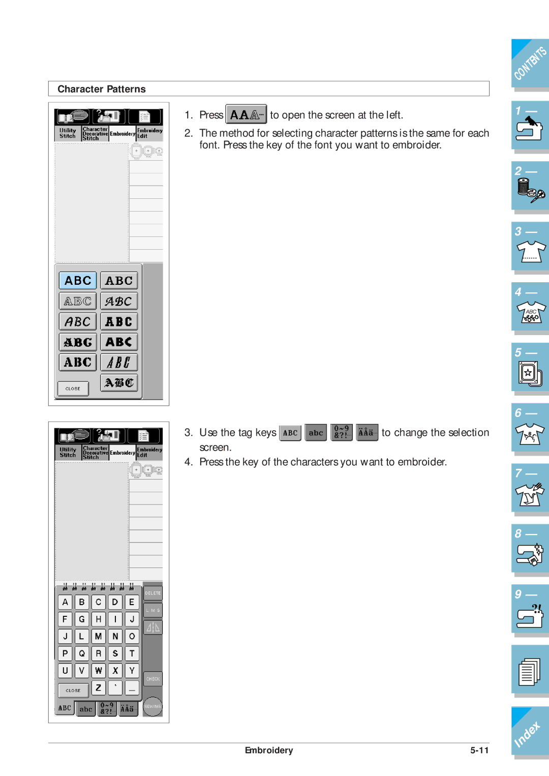 Brother ULT2001 operation manual Character Patterns 