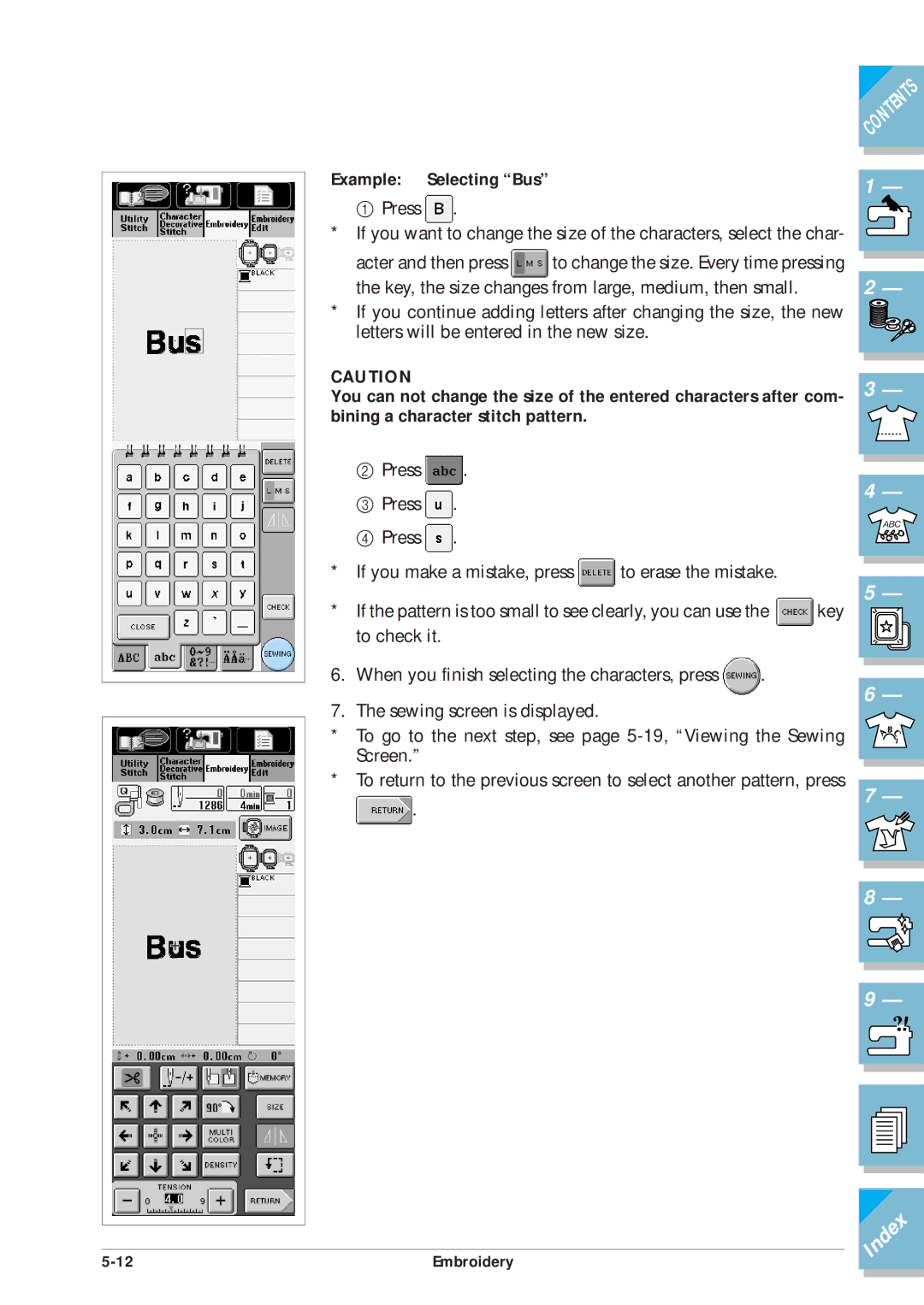 Brother ULT2001 operation manual Example Selecting Bus 