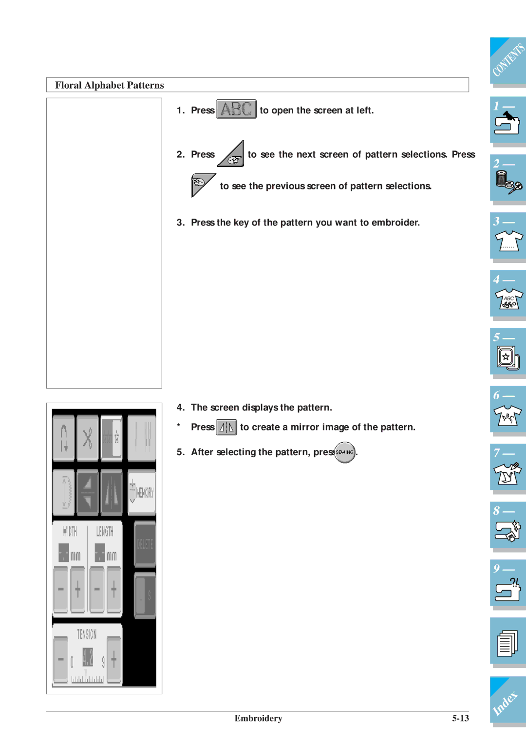 Brother ULT2001 operation manual Floral Alphabet Patterns 