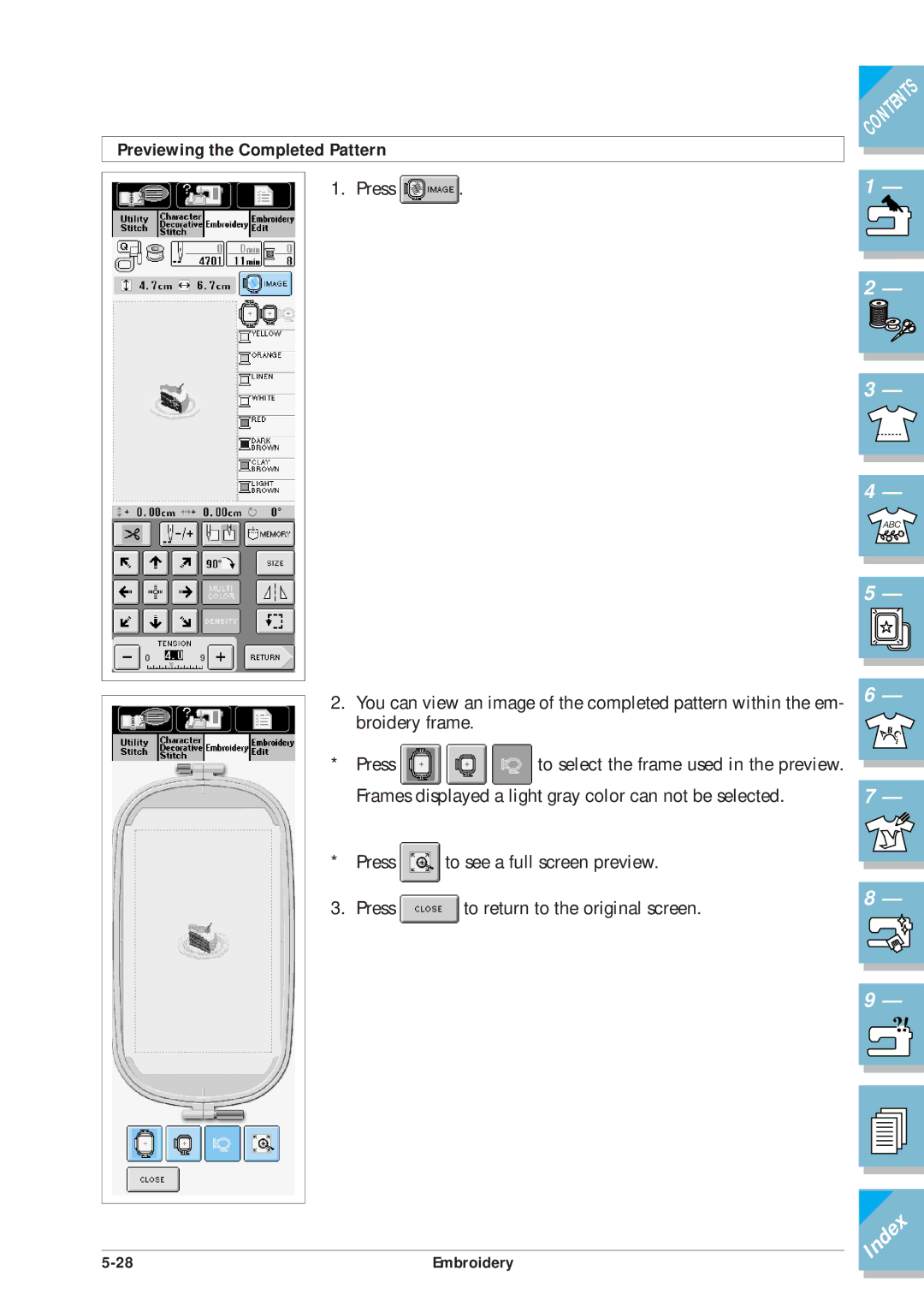 Brother ULT2001 operation manual Previewing the Completed Pattern 