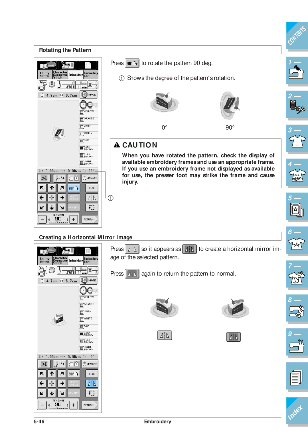 Brother ULT2001 operation manual Rotating the Pattern 