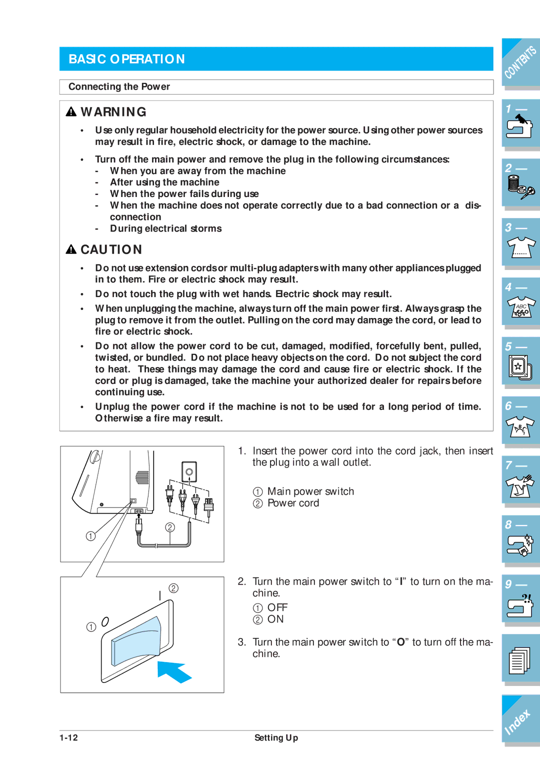 Brother ULT2001 operation manual Basic Operation, Connecting the Power 