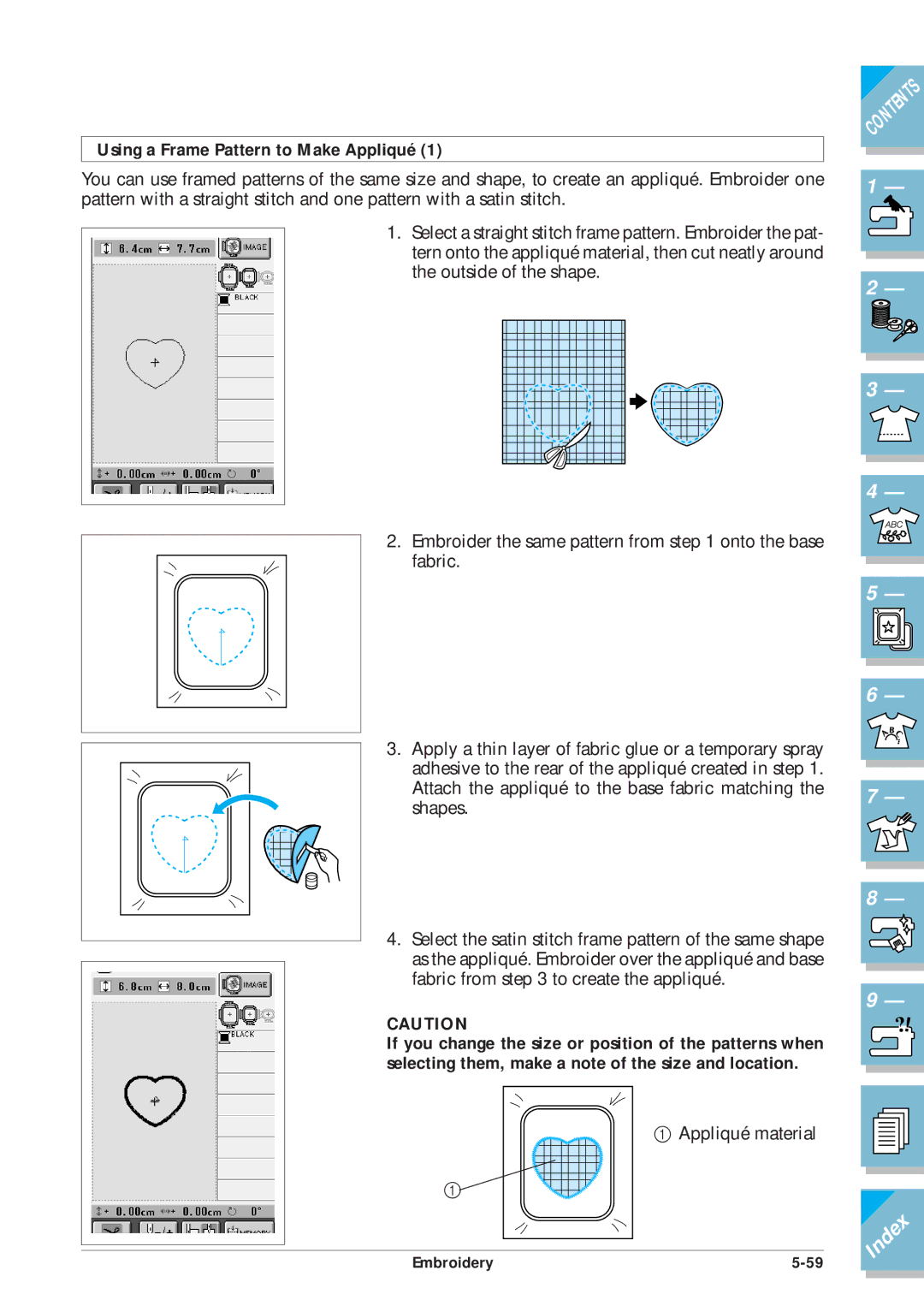 Brother ULT2001 operation manual Using a Frame Pattern to Make Appliqué 