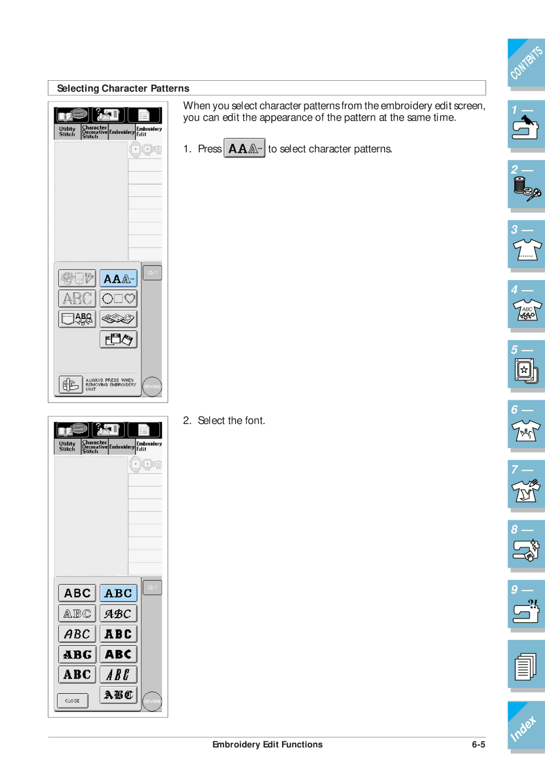 Brother ULT2001 operation manual Selecting Character Patterns 