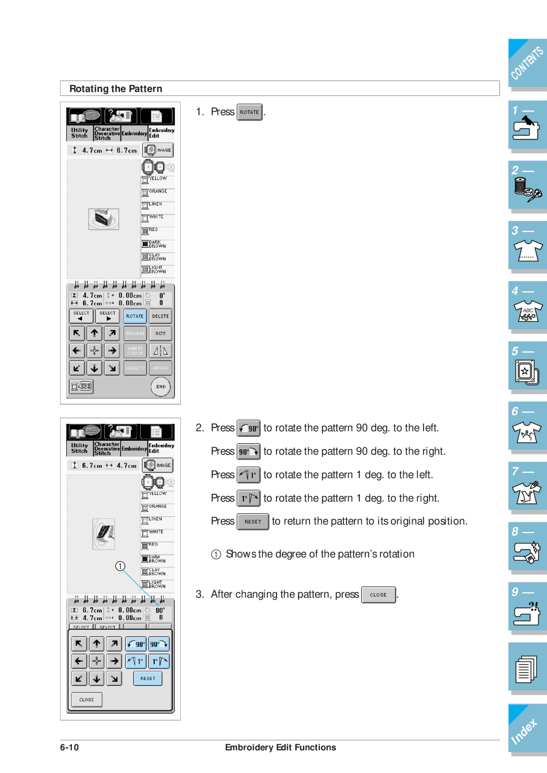 Brother ULT2001 operation manual Rotating the Pattern 