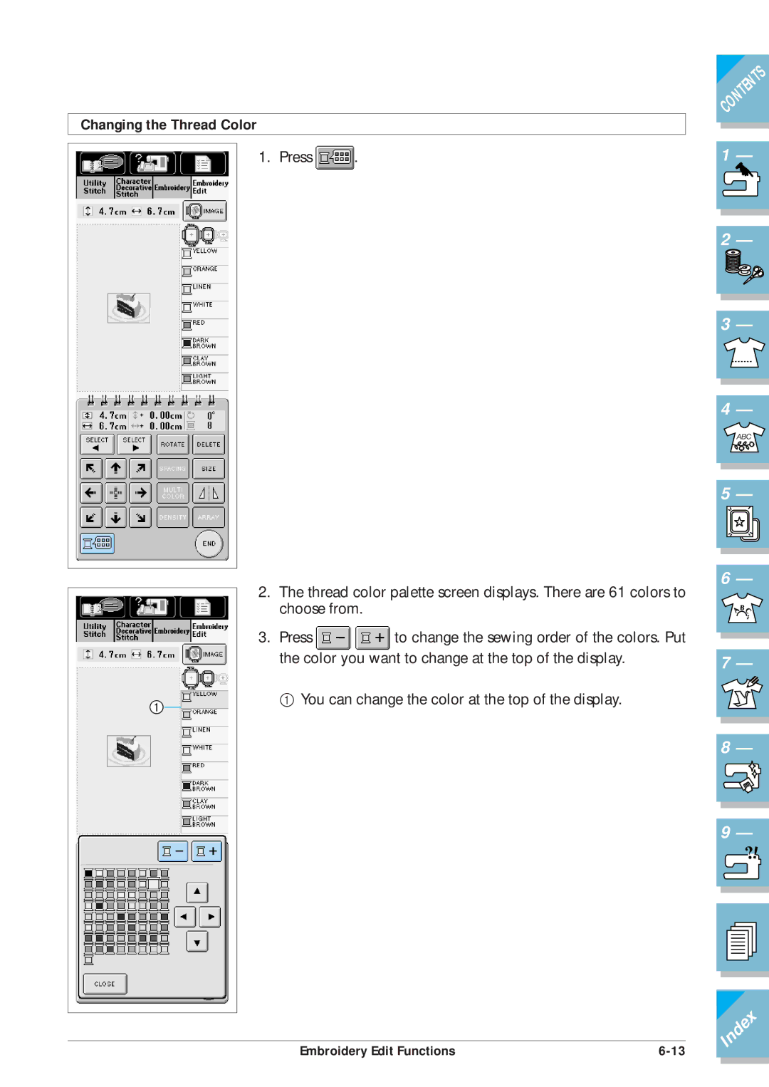 Brother ULT2001 operation manual Changing the Thread Color 
