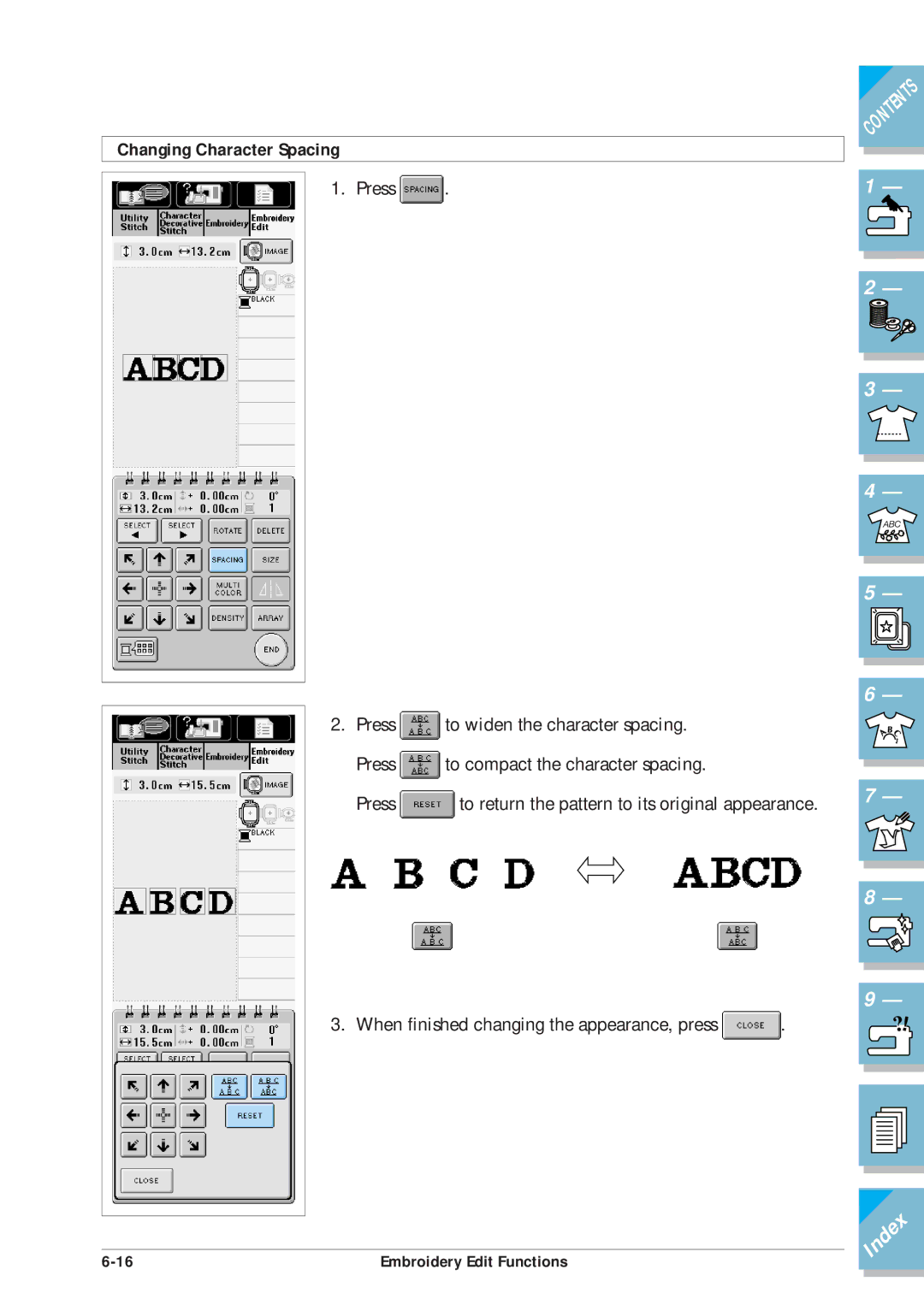 Brother ULT2001 operation manual Changing Character Spacing 