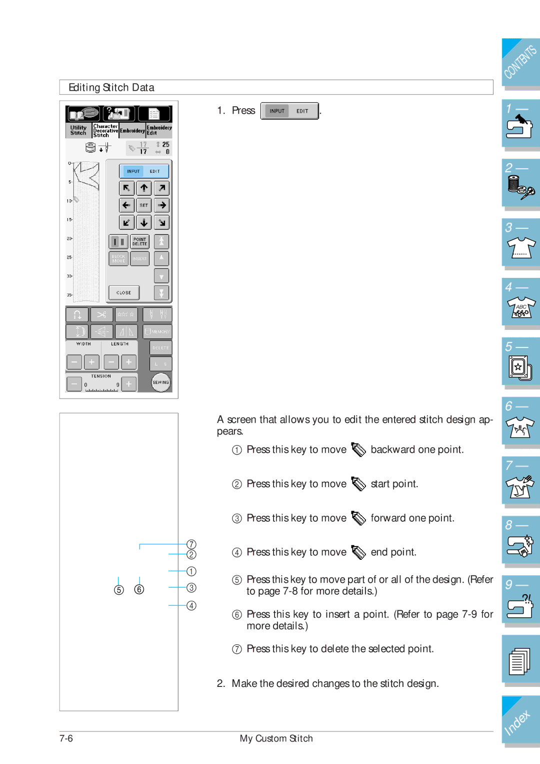 Brother ULT2001 operation manual Editing Stitch Data 