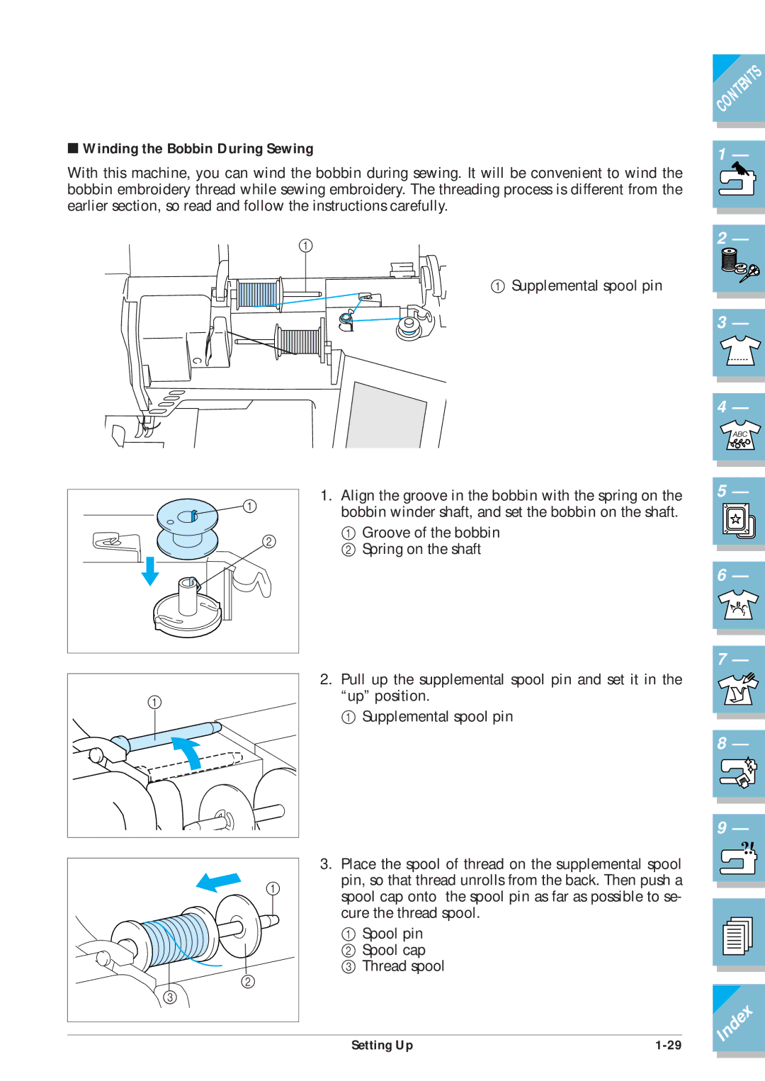 Brother ULT2001 operation manual Winding the Bobbin During Sewing 