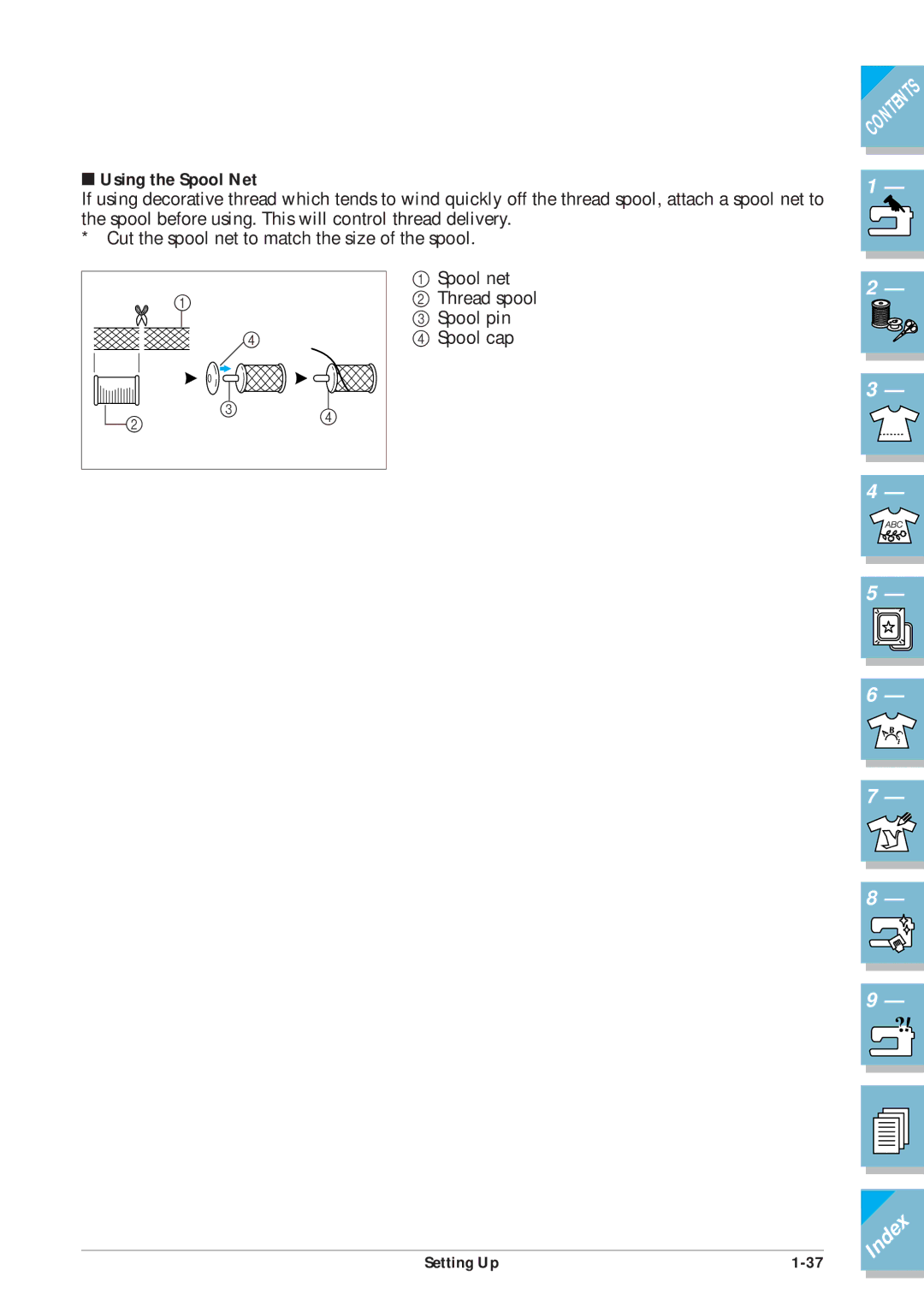 Brother ULT2001 operation manual Using the Spool Net 