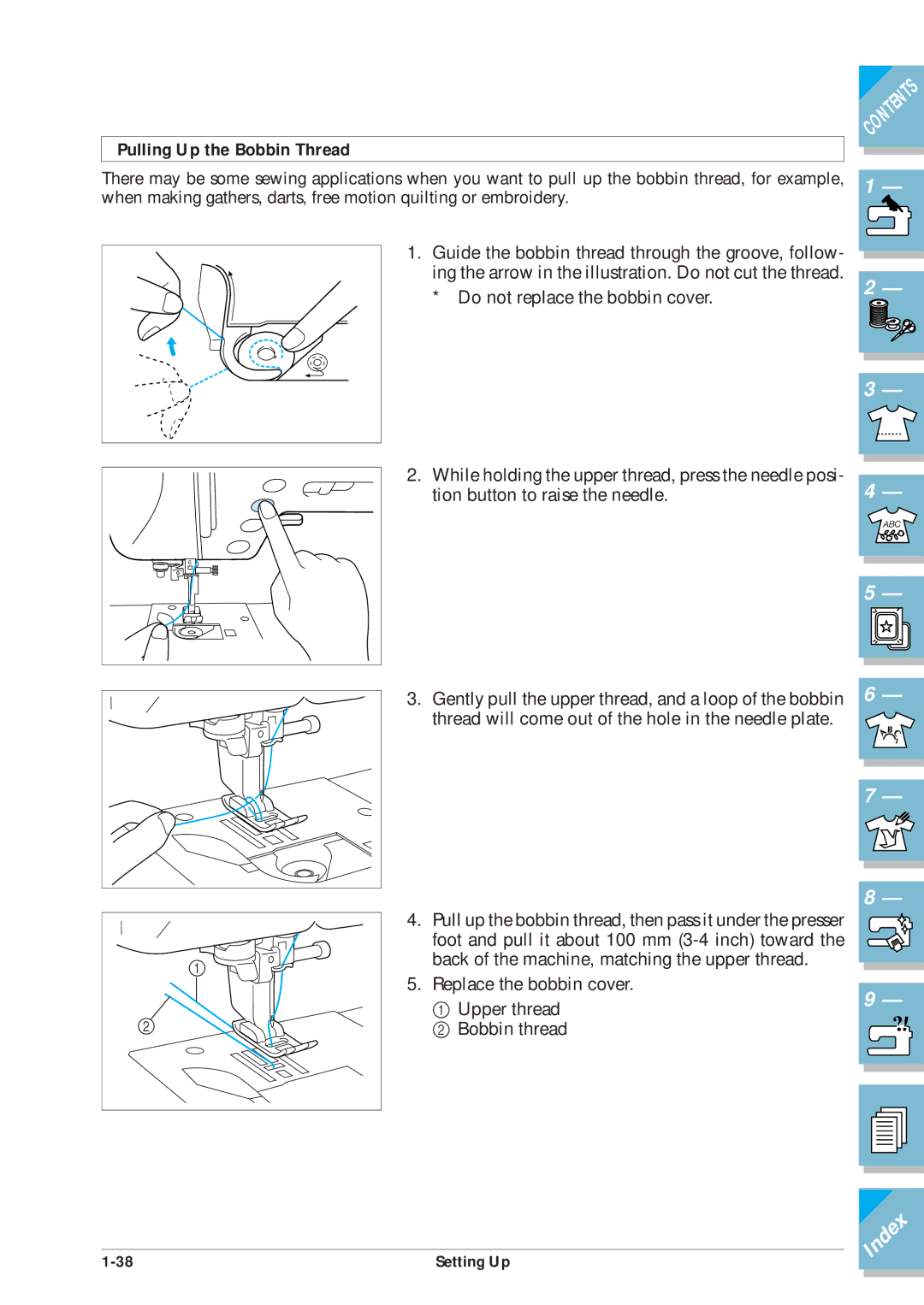 Brother ULT2001 operation manual Pulling Up the Bobbin Thread 