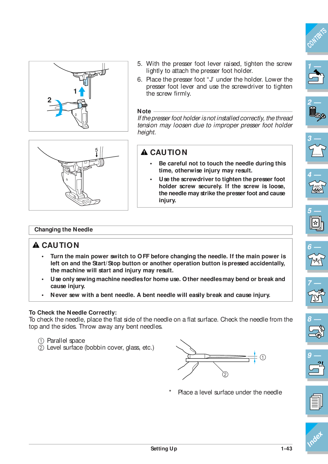 Brother ULT2001 operation manual Index 