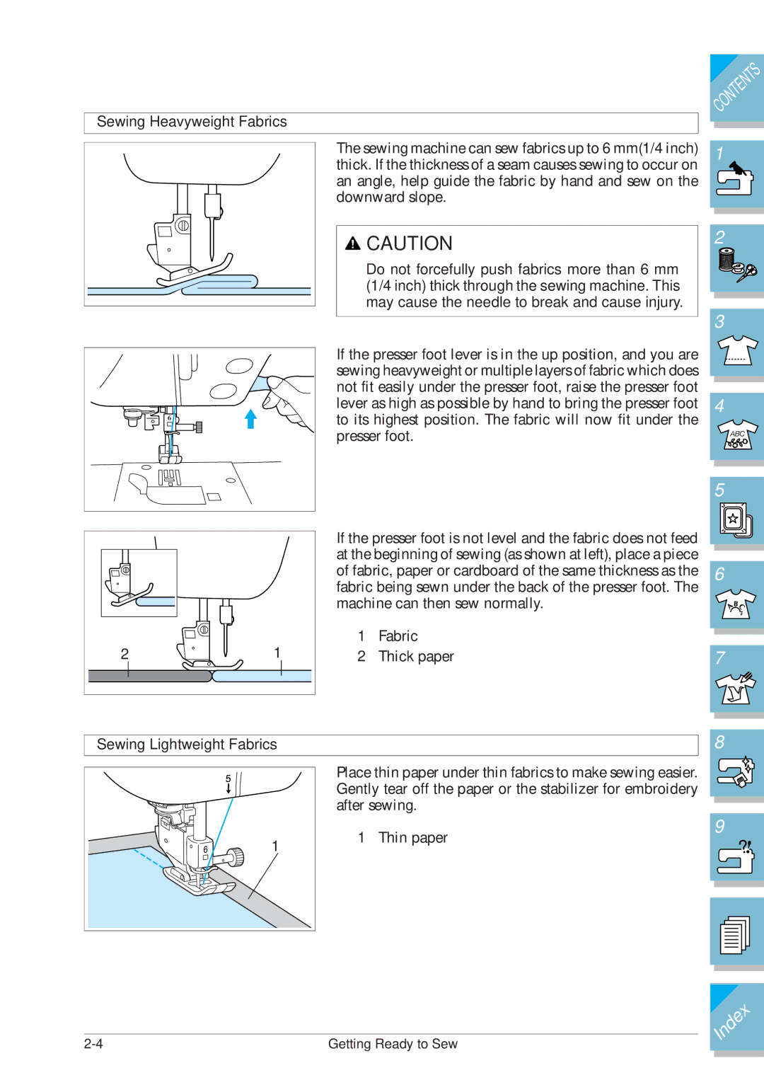 Brother ULT2001 operation manual Sewing Heavyweight Fabrics, Sewing Lightweight Fabrics 