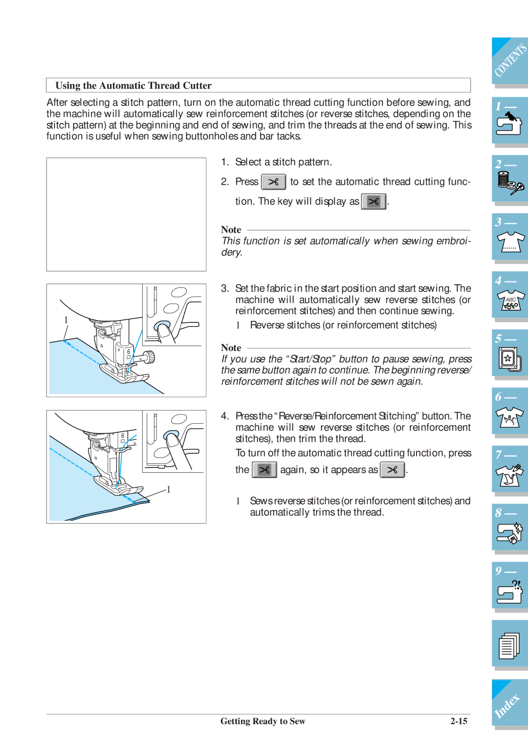 Brother ULT2001 Using the Automatic Thread Cutter, This function is set automatically when sewing embroi- dery 