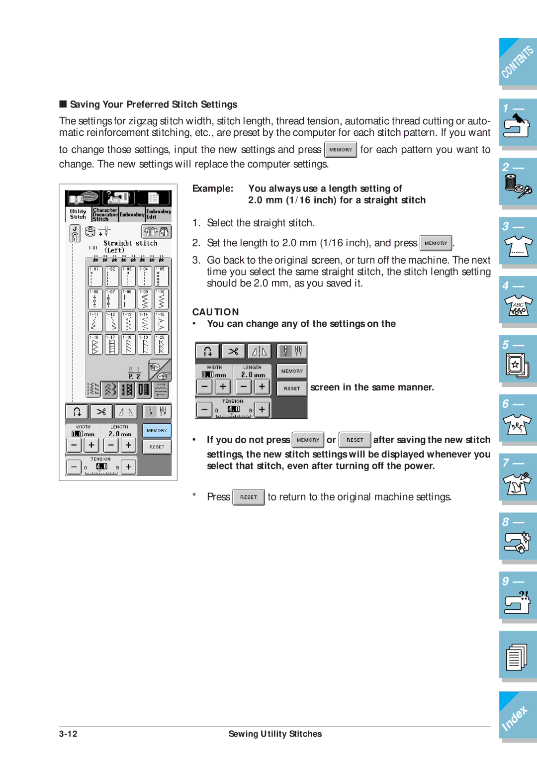 Brother ULT2001 operation manual Saving Your Preferred Stitch Settings 