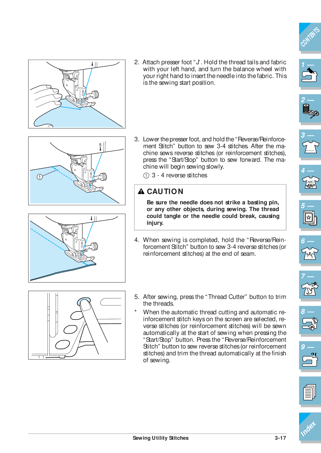 Brother ULT2001 operation manual reverse stitches 