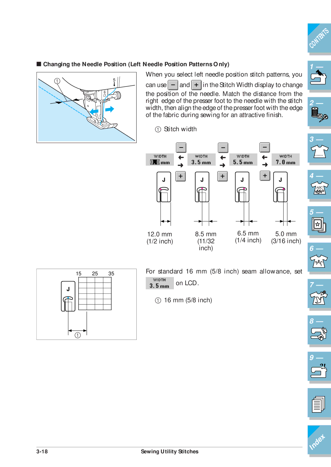 Brother ULT2001 operation manual Stitch width 