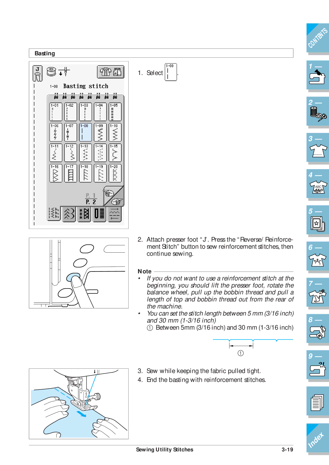 Brother ULT2001 operation manual Basting 