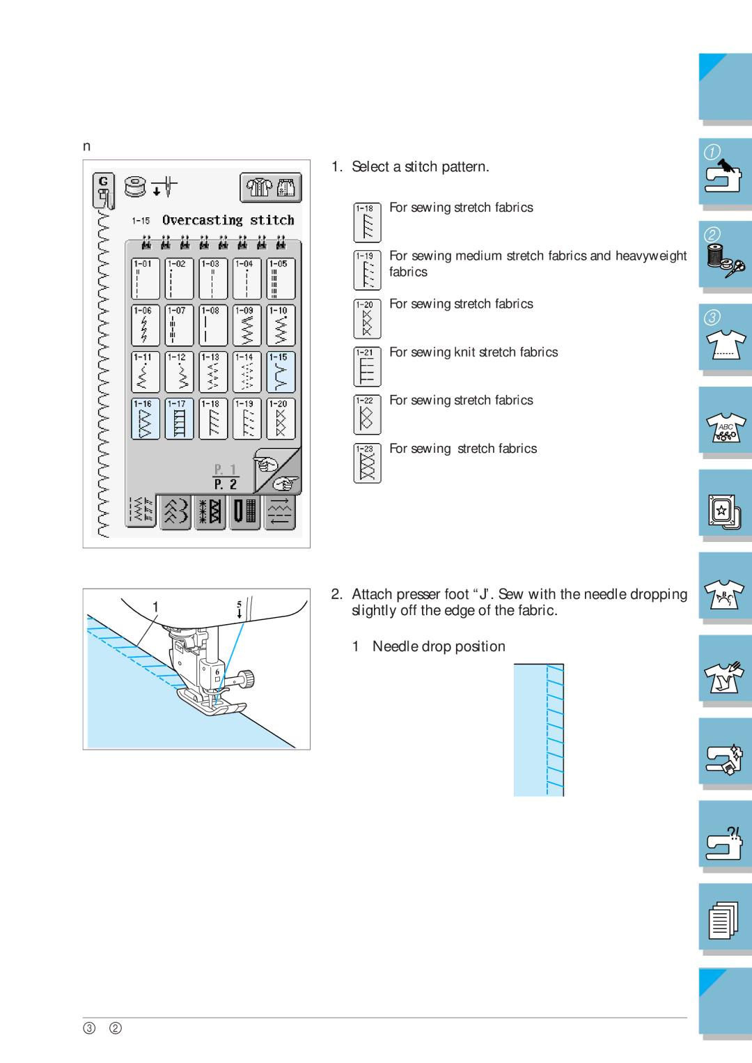 Brother ULT2001 operation manual Overcasting Using Presser Foot J 