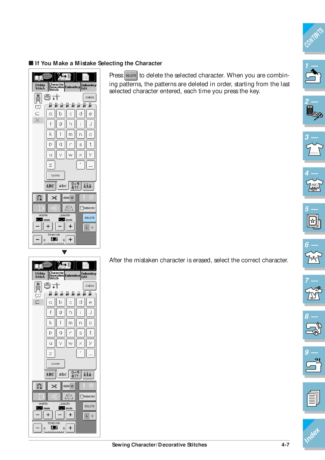 Brother ULT2002D operation manual If You Make a Mistake Selecting the Character 