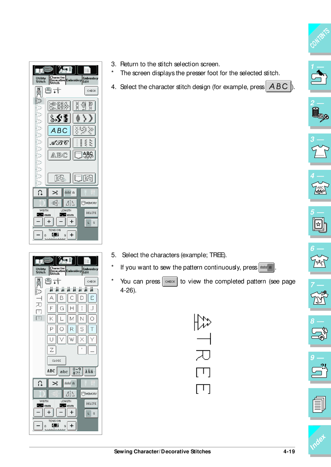 Brother ULT2002D operation manual Sewing Character/Decorative Stitches 