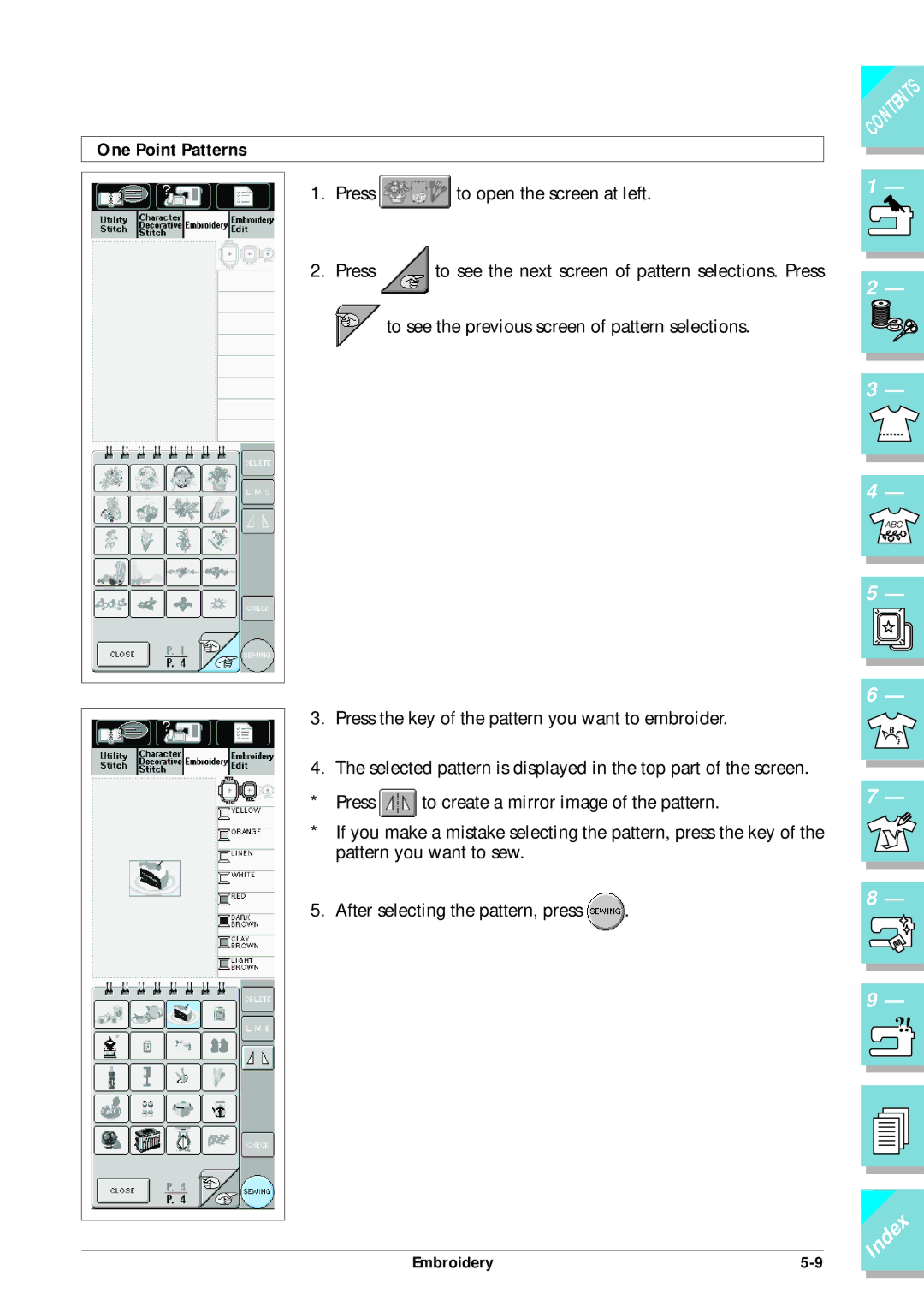 Brother ULT2002D operation manual One Point Patterns 